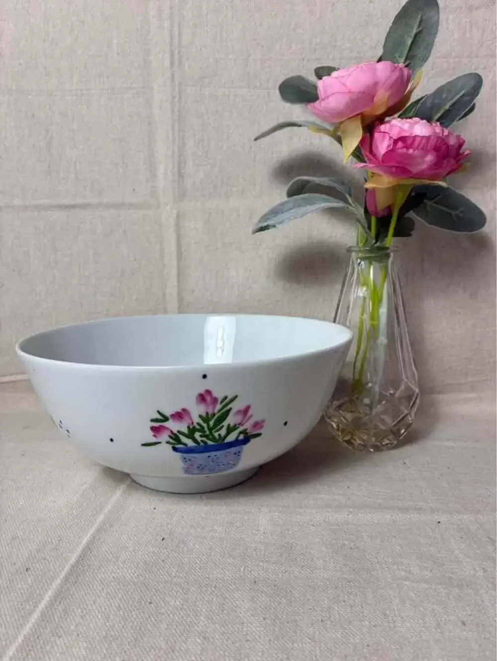 Hand-Painted Floral Bowl by C. Steele collection